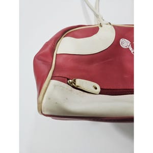 Vintage Mickey Mouse Disney Red & White Faux Leather Bowling / Gym / Travel Bag image 4