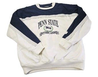 Vintage logo 7 Penn State blauw/wit sweatshirt/pullover voor heren, maat Large