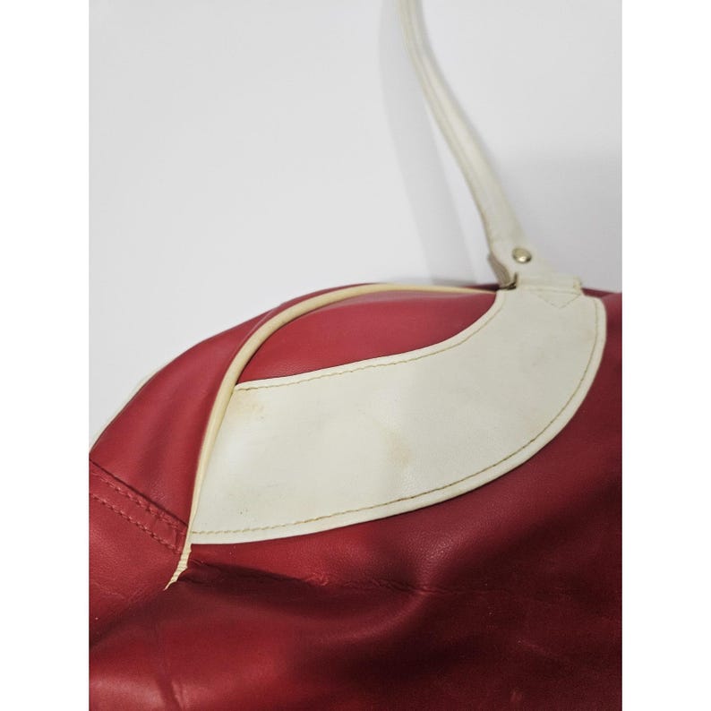 Vintage Mickey Mouse Disney Red & White Faux Leather Bowling / Gym / Travel Bag image 8