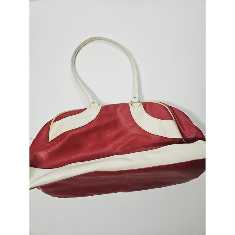 Vintage Mickey Mouse Disney Red & White Faux Leather Bowling / Gym / Travel Bag image 7