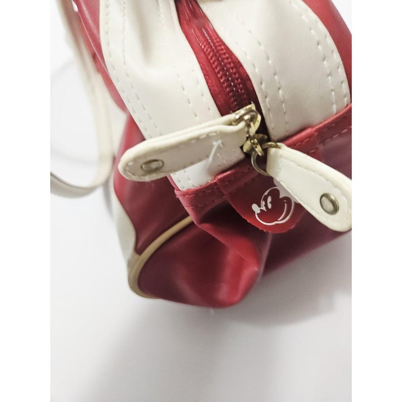 Vintage Mickey Mouse Disney Red & White Faux Leather Bowling / Gym / Travel Bag image 9