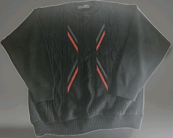 Schütze Kollektion Vintage Pullover Herren Größe L Acryl Schwarzer Pullover