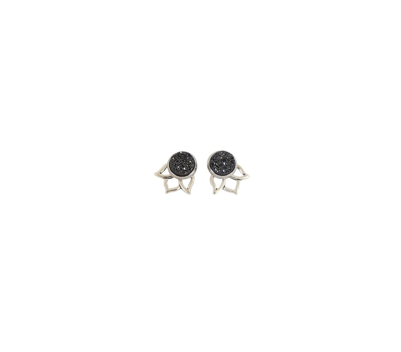 3-in-1 Lotus Ear Jackets Druzy Stud Earrings