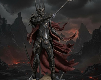 Sauron STL / Estatua de resina imprimible en 3D del Señor Oscuro de El Señor de los Anillos / Figura de villano de fantasía con armadura