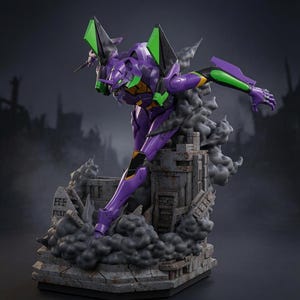 Eva-01 Mecha-staty | Evangelion-inspirerad 3D-utskrift i STL | Dynamisk Mecha-figur i STL-modell för skrivare, 3D-utskrift - Högkvalitativt diorama