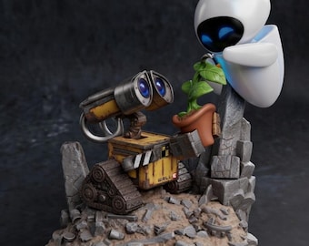 Figura imprimible en 3D de Wall-E y EVE / Modelo de fan art de Pixar (archivo STL)