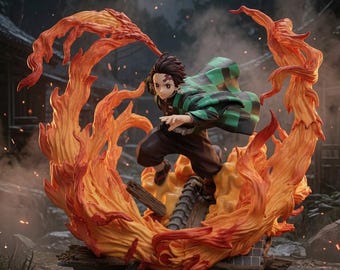 Tanjiro Kamado STL / Figura de Demon Slayer / Modelo 3D de espadachín de anime / Estatua imprimible de alta calidad