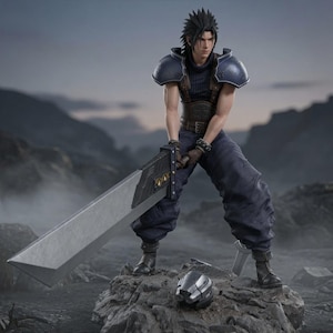 Zack Fair STL | FF7 SOLDIER Hero Figurine | JRPG Warrior 3D Model | High-Detail Printable Statue
