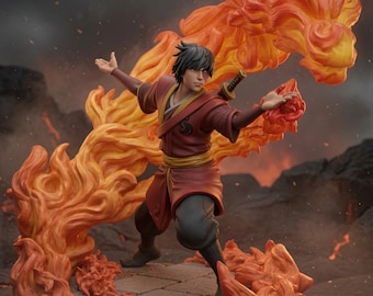 Figura de Zuko STL / Príncipe de la Nación del Fuego / Guerrero Elemental Modelo 3D / Estatua imprimible con gran detalle