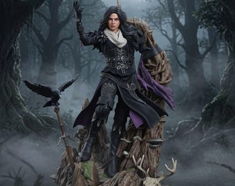 Figura de Yennefer STL / Hechicera Bruja / Maga de Fantasía Oscura Modelo 3D / Estatua Imprimible con Alto Nivel de Detalle