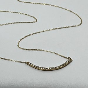 New 14K Yellow Gold Diamond Smile Necklace