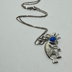 Vintage Sterling Silver Kokopelli Necklace with Turquoise