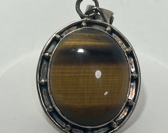 Vintage Sterling Silver Tigers Eye Pendant
