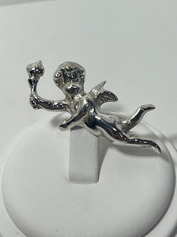 Vintage Sterling Silver Cupid Brooch