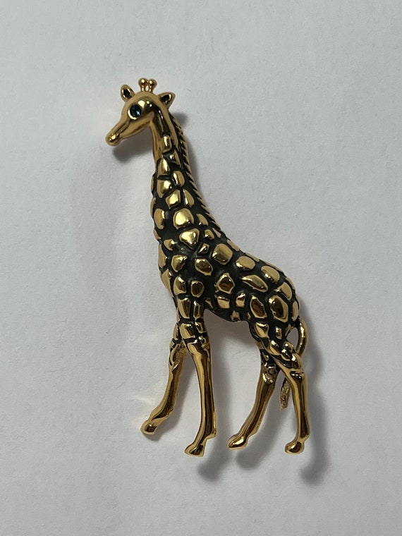 Krementz Vintage Gold Plated Giraffe Brooch with … - image 3