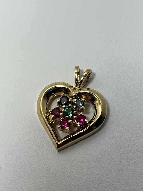 14K Gold Mothers Heart Pendant with Assorted Birth