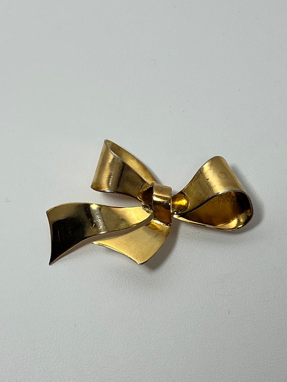 Coro Vintage Gold Plated Sterling Silver Bow Brooc