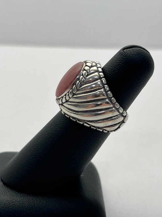 Vintage Sterling Silver Rose Quartz Ring - image 3