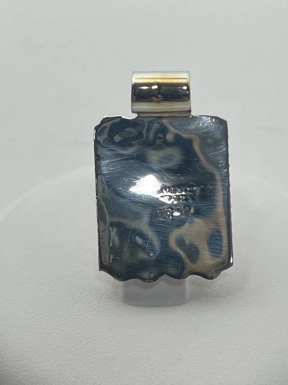 Vintage Sterling Silver Square Turquoise Pendant - image 3