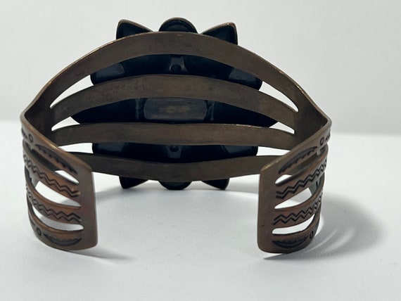 Vintage Solid Copper and Imitation Turquoise Cuff… - image 3