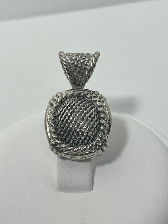 Vintage Sterling Silver Woven Textured Pendant