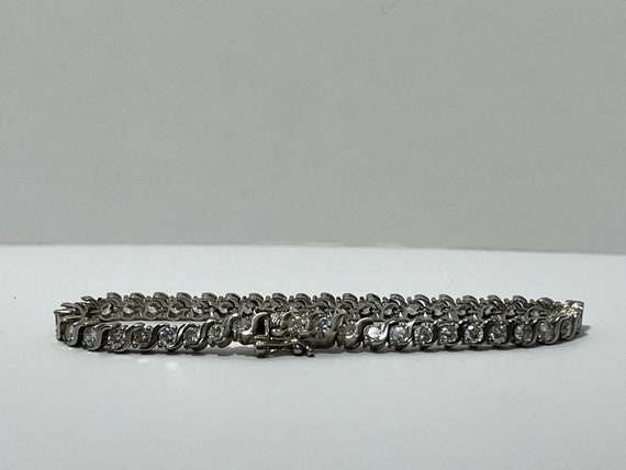 Vintage Sterling Silver Bracelet with Cubic Zirco… - image 2