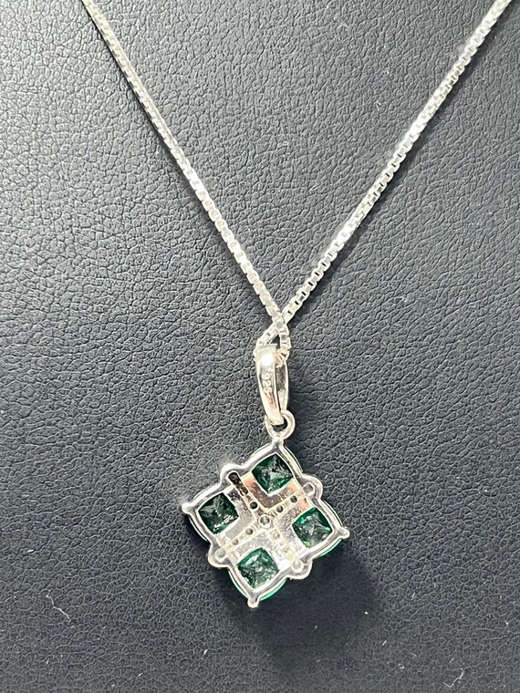 Elegant Imitation Emerald Sterling Silver Pendant - image 3