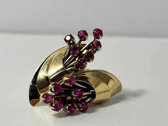 Trabert & Hoeffer Mauboussin 14K Gold  Ruby Bouqu… - image 1