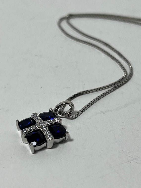 Elegant Synthetic Sapphire Sterling Silver Pendant