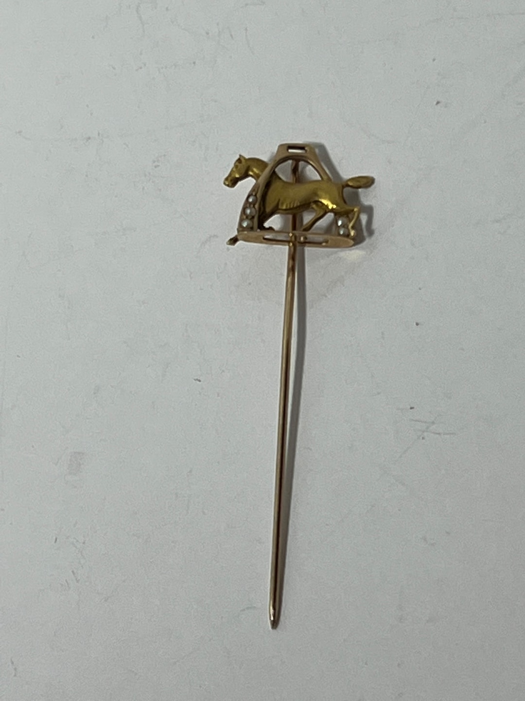 Vintage 14KY Gold Seed Pearl Horse Stick Pin Etsy