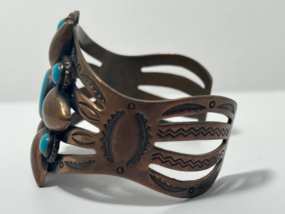 Vintage Solid Copper and Imitation Turquoise Cuff… - image 2