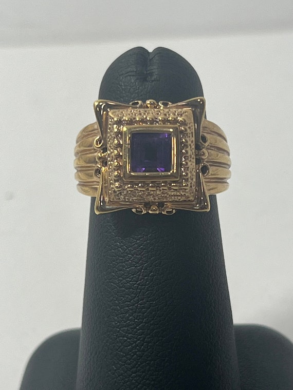 Sterling Silver Gold Plated Amethyst Ring