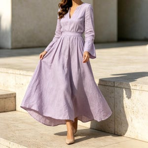 long sleeve flowy dresses plus size Lilac Classic Gift For Mom