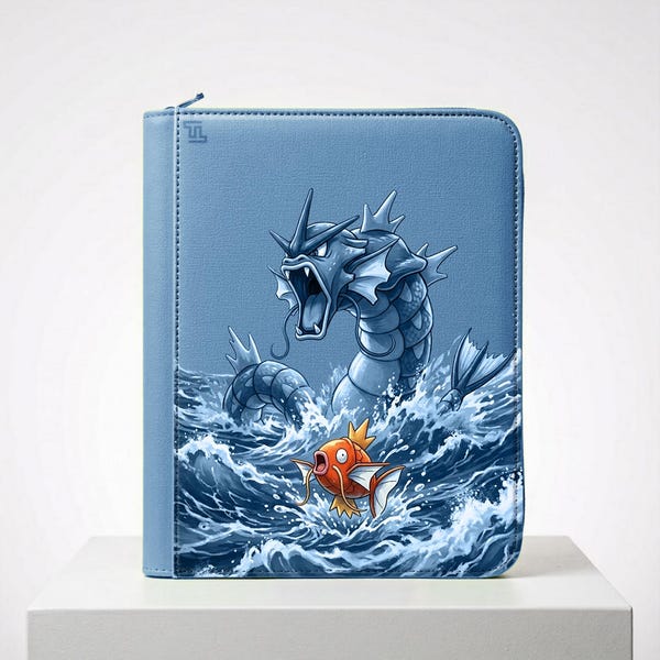 TCG 9 Pocket Binder Blue - Limited Run Magikarp/Gyarados + FREE Keychain