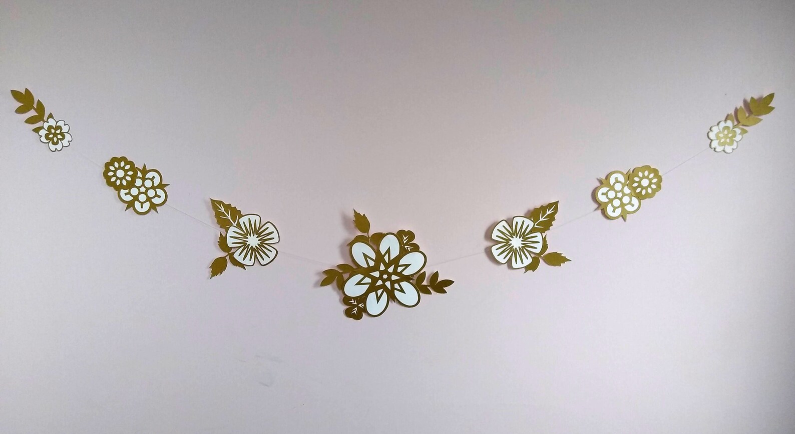 Gold Paper Flower Garland Flower Bunting Girls Room Decor Etsy