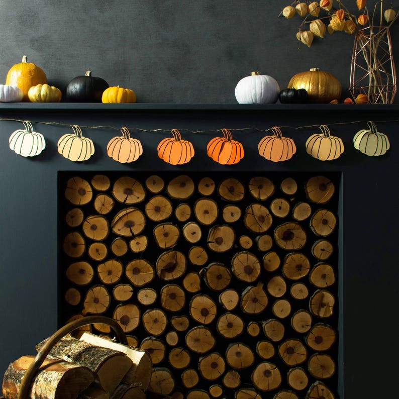 Rustic Halloween Pumpkin Garland Halloween Decorations image 1