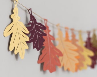 Autumn Oak Leaf Garland: Rustic Fall Wedding Decor