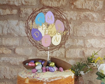 Personalised Papercut Easter Egg Wreath Cake Topper