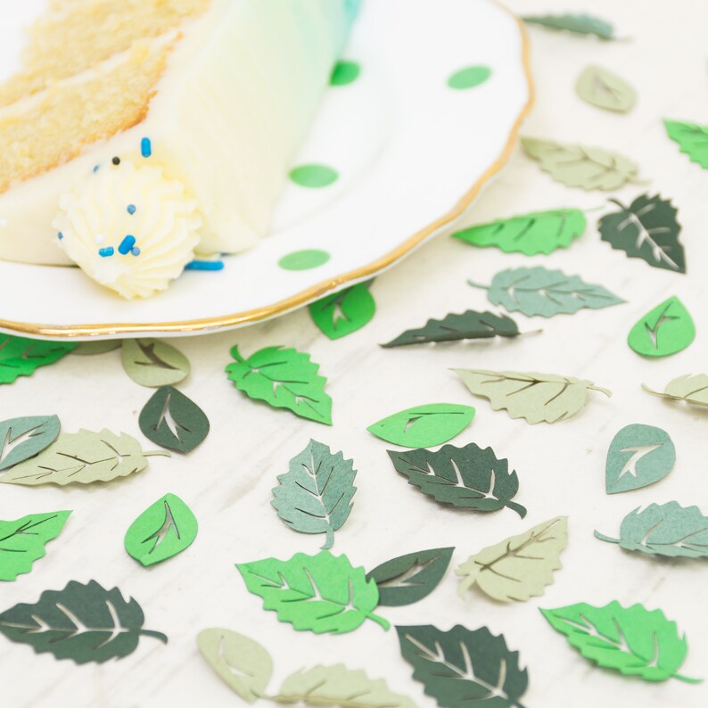 Green Leaf Table Confetti Woodland Wedding Leaves Etsy