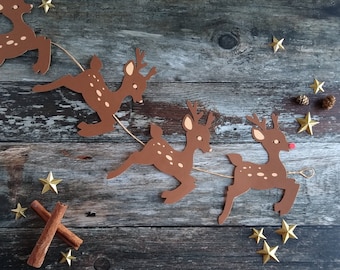 Reindeer Christmas Garland, Christmas Reindeer Bunting, Holiday Decorations