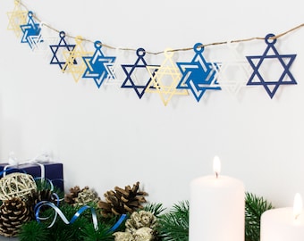 Star of David Hanukkah Decorations, Letterbox Gift, Hanukkah Garland