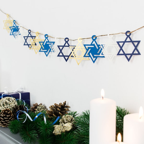 Star of David Hanukkah Decorations, Letterbox Gift, Hanukkah Garland
