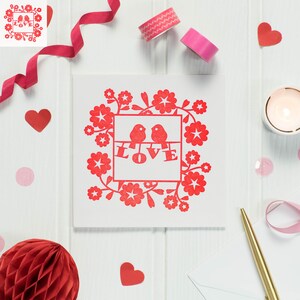 1st Anniversary Card, Wedding Card, Lovebirds Engagement Card image 1