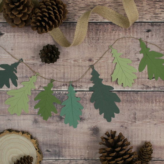 Green Oak Leaf Garland Paper Leaf Bunting Enchanted Etsy