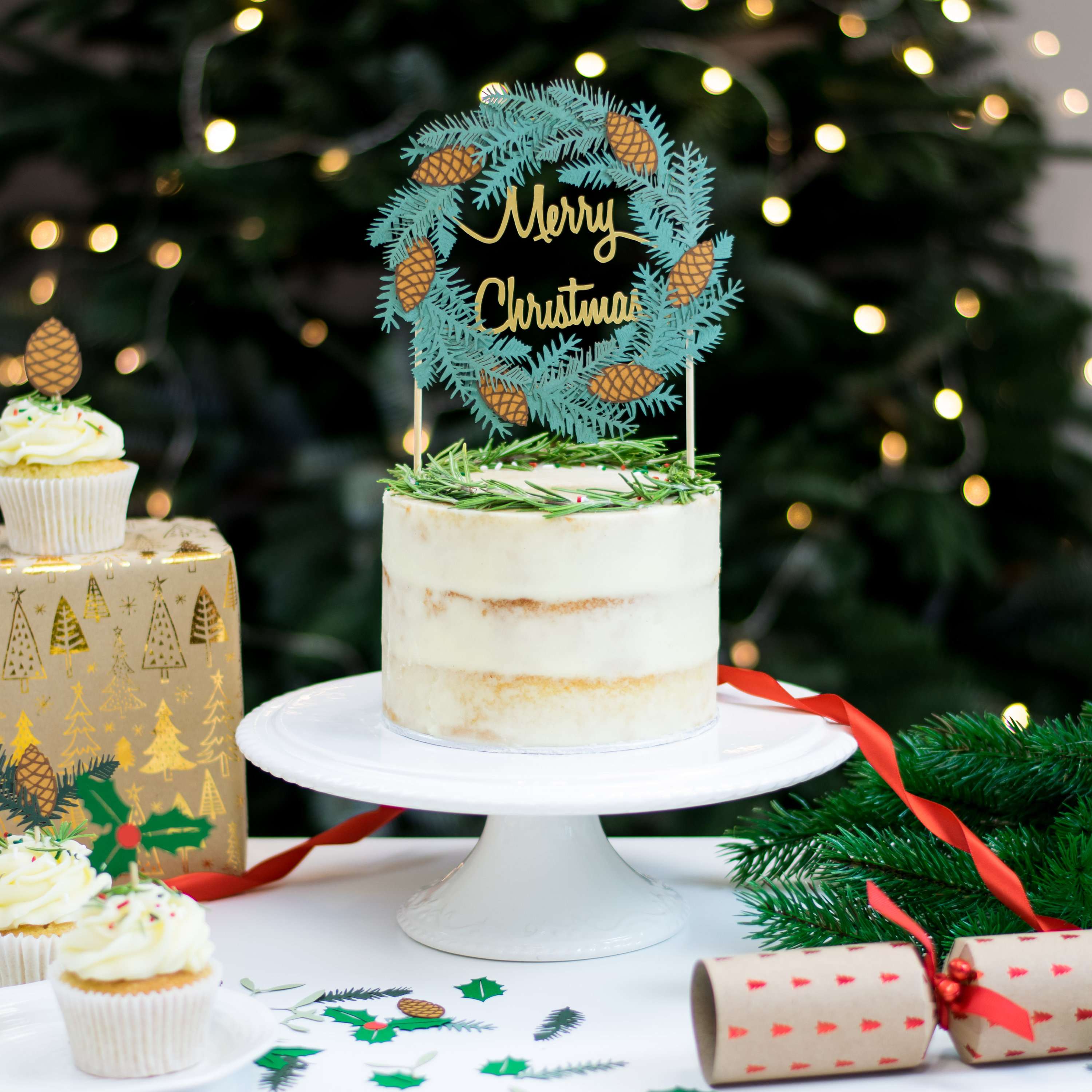 Christmas Wreath Cake Topper Holiday Cake Decoration - Etsy