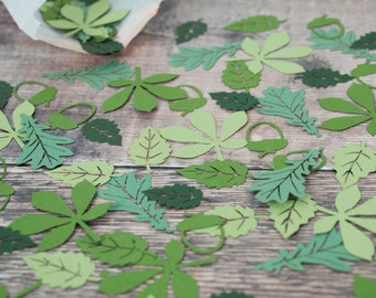 Green Woodland Confetti: Paper Leaves & Acorns - Baby Shower Decor