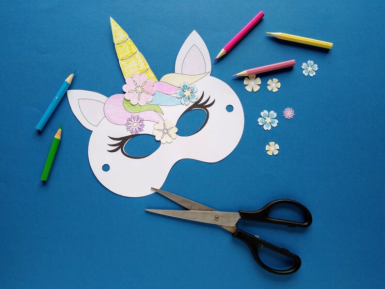 unicorn kids craft printable unicorn mask unicorn party etsy