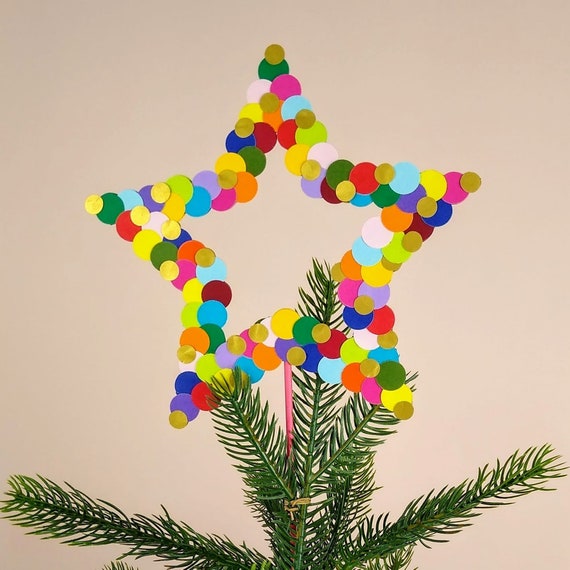 Colorful Paper Star Christmas Tree Topper: Eco-friendly Handmade Decoration