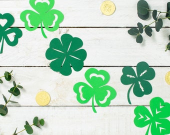 Shamrock Garland, St Patricks Day Decor, Irish Four Leaf Clover Shamrock Decorations