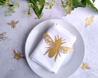 Set of 6 gold bee table decorations, Gold honey bee place setting decoration, Wedding table decor